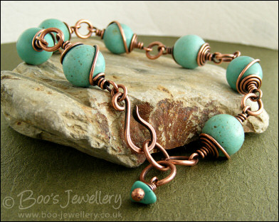 Antiqued copper and Turquoise Magnesite bracelet