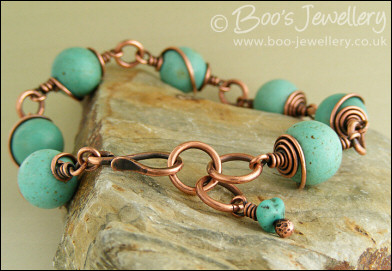 Antiqued copper and Turquoise Magnesite bracelet