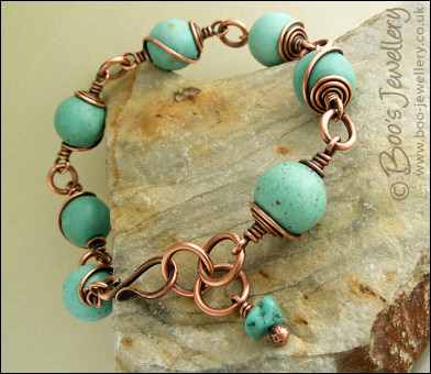 Antiqued copper and Turquoise Magnesite bracelet