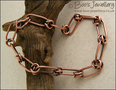 Antiqued copper alternating link bracelet