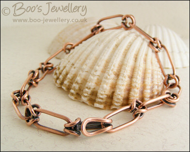 Antiqued copper alternating link bracelet