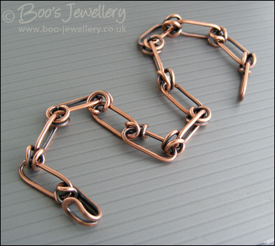 Antiqued copper alternating link bracelet