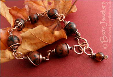 Mahogany Obsidian and antiqued copper bracelet