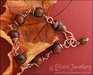 Mahogany Obsidian and antiqued copper bracelet
