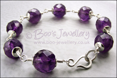 Faceted amethyst and silver bracelet