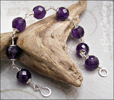 Faceted amethyst and silver bracelet