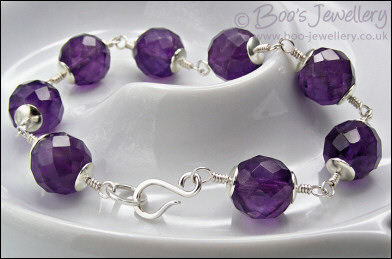 Faceted amethyst and silver bracelet