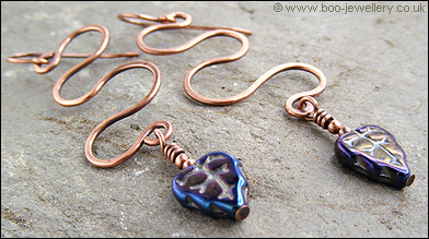 Copper twiddles with petrol blue leaves