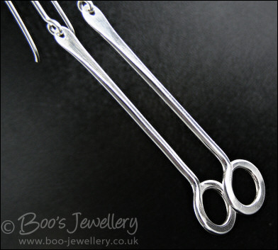 Long drop Sterling silver hammered circle earrings