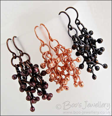 Antiqued copper raindrops earrings - now available in 4 colours