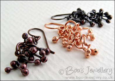 Antiqued copper raindrops earrings - now available in 4 colours