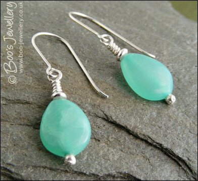 Soft turquoise hemi-morphite silver earrings