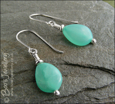 Soft turquoise hemi-morphite silver earrings