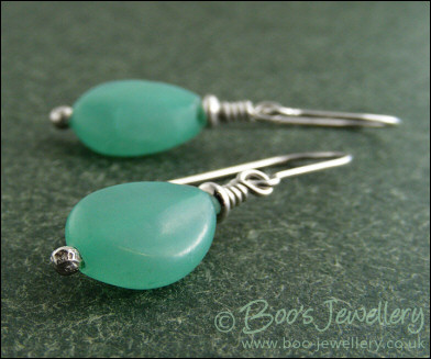 Soft turquoise hemi-morphite silver earrings