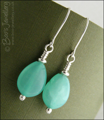 Soft turquoise hemi-morphite silver earrings