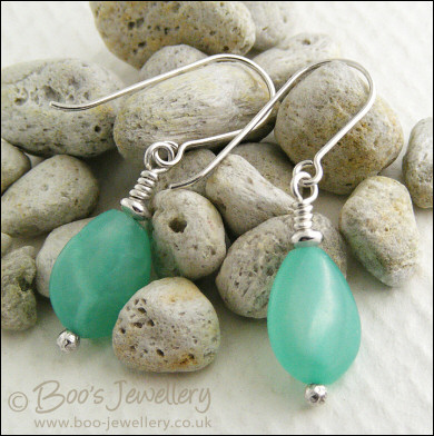 Soft turquoise hemi-morphite silver earrings