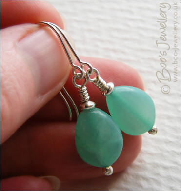 Soft turquoise hemi-morphite silver earrings