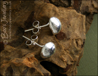 Solid Sterling silver pebble post earrings