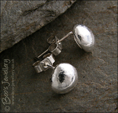 Solid Sterling silver pebble post earrings