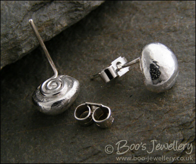 Solid Sterling silver pebble post earrings