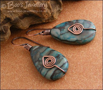 Turquoise Picasso Jasper teardrop earrings