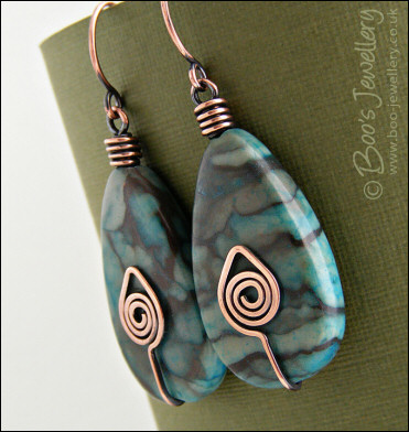 Turquoise Picasso Jasper teardrop earrings