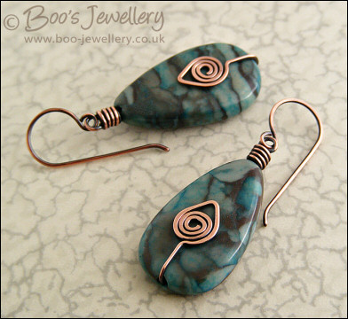 Turquoise Picasso Jasper teardrop earrings