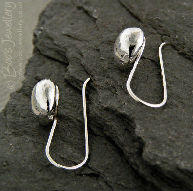Molten Sterling silver large nugget earrings