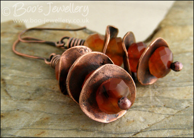 Faceted Carnelian and copper washer earrings
