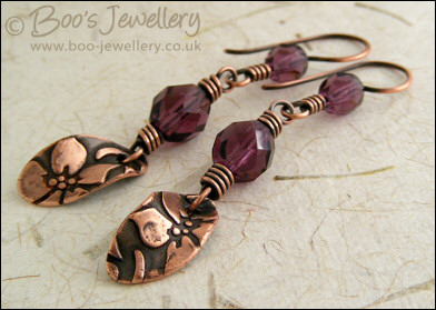 Amethyst coloured crystal and flower charm earrings