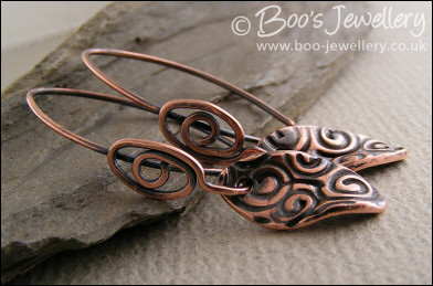 Spiral oval charm earrings with feature spiral eye earwires