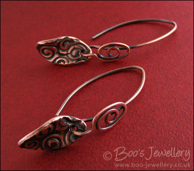 Spiral oval charm earrings with feature spiral eye earwires