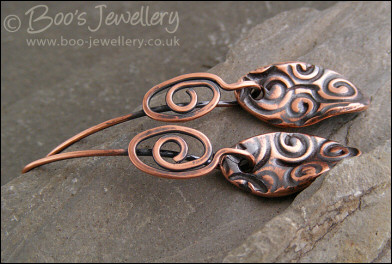 Spiral oval charm earrings with feature spiral eye earwires