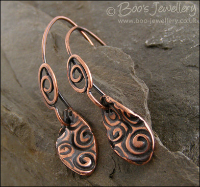 Spiral oval charm earrings with feature spiral eye earwires