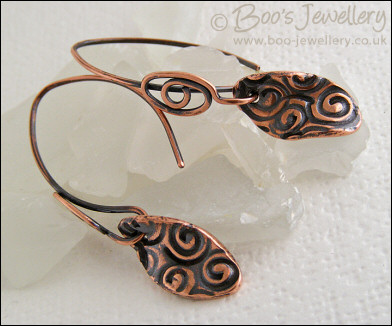 Spiral oval charm earrings with feature spiral eye earwires