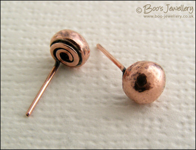 RESERVED - Molten copper nugget post/stud earrings