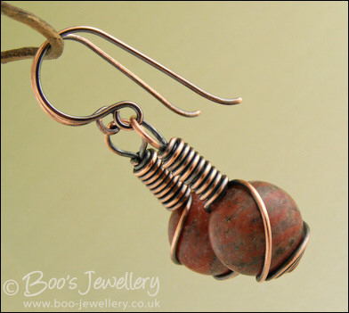 Red flower marble and rosebud knot earrings