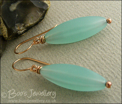 Bronze and aquamarine torpedo earrings