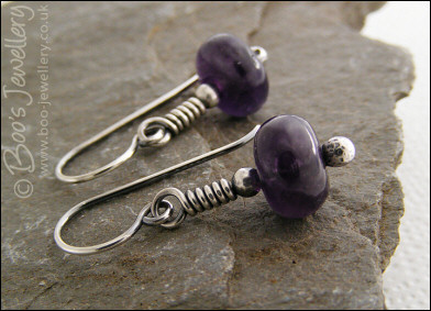 Amethyst rondelle and Sterling silver earrings