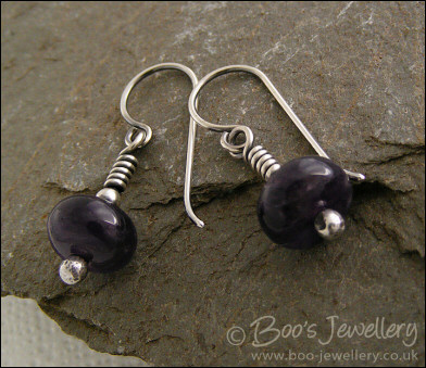 Amethyst rondelle and Sterling silver earrings