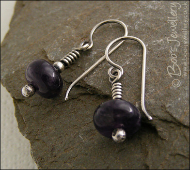 Amethyst rondelle and Sterling silver earrings