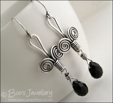 Sterling silver Egyptian coil and Rainbow Obsidian earrings