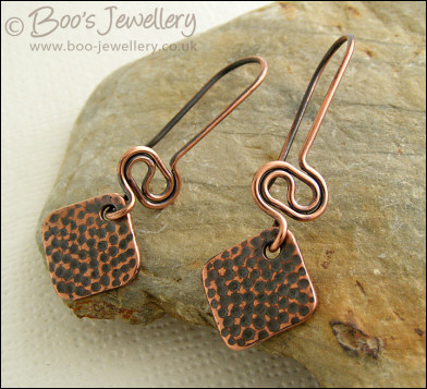 Square dotty charms and squiggle link earrings