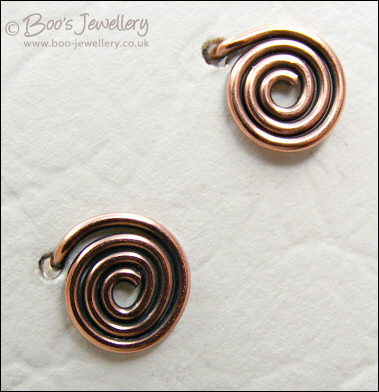 Copper spiral stud earrings - 2 versions to choose from