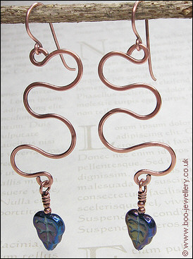 Copper twiddles with petrol blue leaves