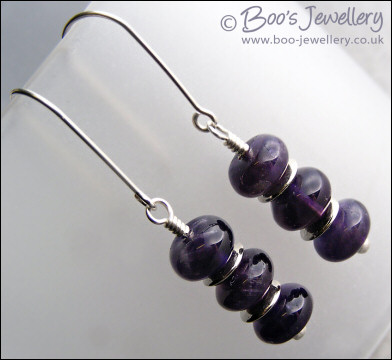 Stacked Amethyst rondelle earrings with Sterling silver