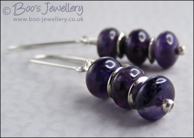 Stacked Amethyst rondelle earrings with Sterling silver