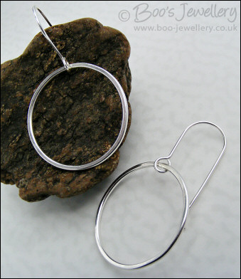 Sterling silver large hammered loop earrings