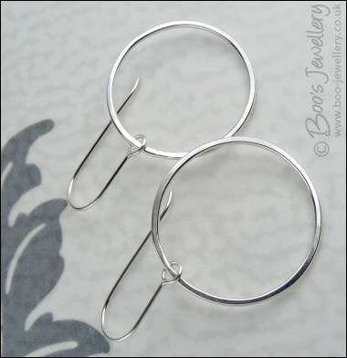 Sterling silver large hammered loop earrings