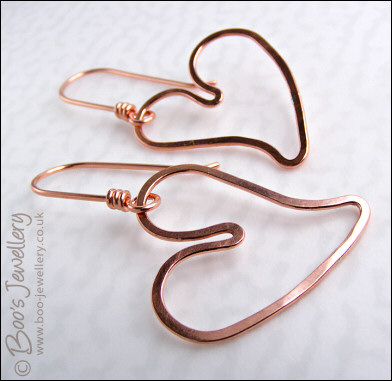 Copper heart earrings